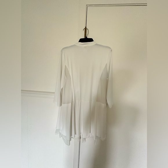 Chico’s Women’s Open Drape White Windowpane Mesh Cardigan Sz 2 Large - Picture 2 of 8